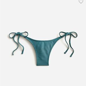 NWT J Crew Ribbed Curved Waist Cheeky String Bikini Bottom Green - M